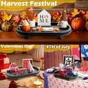 Wooden Decorative Tray for Home Decor, Beaded Black Oval Tray Decor for Coffee Table, Rustic Wood Serving Trays Farmhouse Centerpieces for Living Room Kitchen Counter (Black Oval)