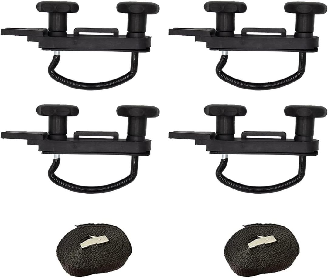 4Pcs Universal Roof Box U Metal Bolt Clamps Car Mounting Bracket Mounting Fitting U Clips Kit Rooftop Cargo Carrier Rack Bolts 85mm Internal Width with 8 Lock Nuts and 2 Straps