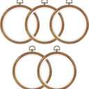PATIKIL 5 Pieces 5 Inch Embroidery Hoops Frame Round Imitated Wood Circle Cross Stitch Hoop Ring for Embroidery Art Craft Handy Sewing Decoration