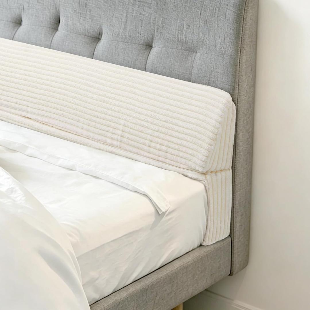 Wedge Shaped Pillow headboard Suitable for Bed Seams, Foldable Bed Wedge Pillow, Bed Gap Filler King Size Fill The Gap (0-12"), Mattress Gap Filler Long Pillow Between Headboard(Beige, 78")