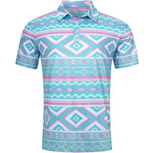 uideazone Mens Polo Shirts Short Sleeve Dry Fit 3D Print Moisture Wicking Funny Golf Shirt (XX-Large, Ethnic#1)