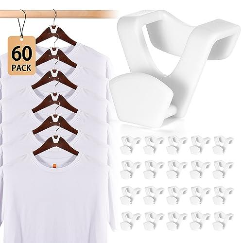 HOUSE DAY Space Saving Hanger Hooks 60 Pack, White Clothes Hanger Connector Hooks, Heavy Duty Hangers Hook Space Saver, Sturdy Hanger Connector Hook, Premium Cascading Hangers for Closet
