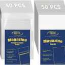 DEDC Magazine Bags and Boards 50 Pack - Heavy Duty 3.5 Mil Resealable Magazine Protector Sleeves with Rigid Acid-Free Backing Boards - Archival Clear Storage for Comics, Magazines & Collectibles