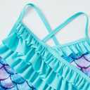 Dvenki Girls One Piece Swimsuit - Adjustable Strap, Mermaid Print Toddler Ruffle Bathing Suit