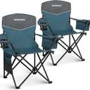 Outdoor Folding Camping Chairs 2 Pack, 350 lbs Capacity, Blue