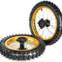 60/100-14 Front Wheel, 80/100-12 Rear Wheel 15mm Axle Bearings for taotao SSR Apollo Kayo 125 140 150cc Pit Bikes Dirt Bike (Gold)
