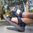 Queday Womens Mens Sport Sandals Outdoor Hiking Sandals with Arch Support Comfortable Athletic Beach Sandals for Travel Walking Trekking Camping (10 Women/8.5 Men, Beige - Wb)