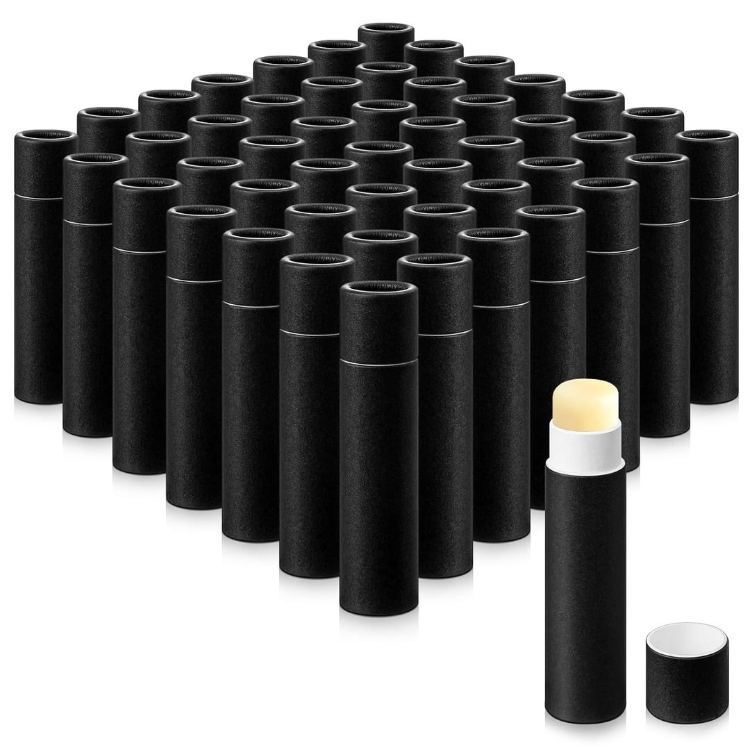 Fuyoooo 50 Pcs 5g Paperboard Lip Balm Tubes Empty Cardboard Lipstick Tubes Deodorant Sticks Empty Refillable Gloss Perfume Container for DIY for Lipstick, Gloss, Deodorant, Solid Perfume, Black
