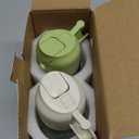 CXINYI - 16oz/470ml Olive Oil Dispenser for Kitchen with Stickers - 2 in 1 Olive Oil Sprayer for Cooking, Air Fryer, and Salad, White&Green (Light-Proof Kitchen Gadget)