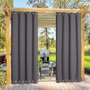 NICETOWN Weighted Outdoor Patio Curtain & Drape Waterproof 84 Long, Top and Bottom Rustproof Steel Grommets Heavy Weight Windproof Sunlight Blocking, Keep Privacy for Yard, 1 Piece, W52 x L84, Grey