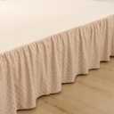 Tufted Dot Bed Skirt Full Size,Ruffled Bed Skirt with Split Corners, Full Bed Skirt 14 Inch Drop, Boho Full Size Bed Skirt Beige for Ruffled Bed Skirt with Split Corners, Bed Skirts Full Size