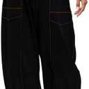 EDOTON Women Barrel Sweatpants Baggy Wide Leg Lounge Pants with Drawstring and Pockets Comfy Summer Pants (Black, M)