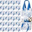 Ctosree 48 Pcs Blue Floral Mini Gift Bags Bridesmaid Small Gift Bags with Handle 4.72 x 2.36 x 3.94 Inches Flower Party Goodie Paper Bag for Bridal Baby Shower Party Wedding Birthday Favor Wrapping