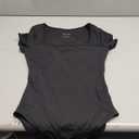 REORIA Womens Square Neck Bodysuits 2025 Short Sleeve Double Lined Basic Going Out Body Suits Tops (Small, Black)