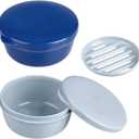 2 Pack Travel Soap Container, Round Portable Soap Dishes for Soap and Shampoo Bars, Soap Holder for Travel Shower Gym Bathroom (Navy Blue, Gray)