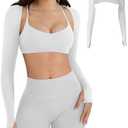 YEOREO Women Crop Top Long Sleeve Bolero Open Front Workout Cropped Shirts Sports Shrug Only top M