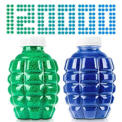 Gel Blaster Balls - 120000 Pcs 2 Pack 7-8 mm Ammo Compatible With Water Blasters Splatter Gall Orbez, for Ages 14+, Green & Blue