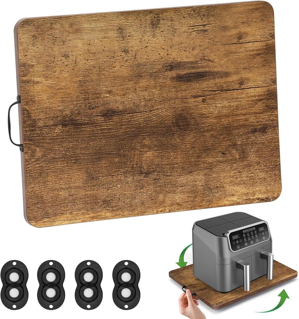 Appliance Slider, Sliding Tray for Coffee Maker, Coffee Pot Slider for Countertop, 360 Rolling Tray Appliance Slider for Kitchen Appliances- Rustic Brown (9.5 X 14)