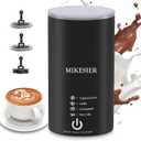 Milk Frother, 4 in 1 Electric Milk Frother and Steamer, Stainless Steel Automatic Hot and Cold Foam Maker with Temperature Control for Coffee, Latte, Hot Chocolate, Cappuccinos, Macchiato, Black