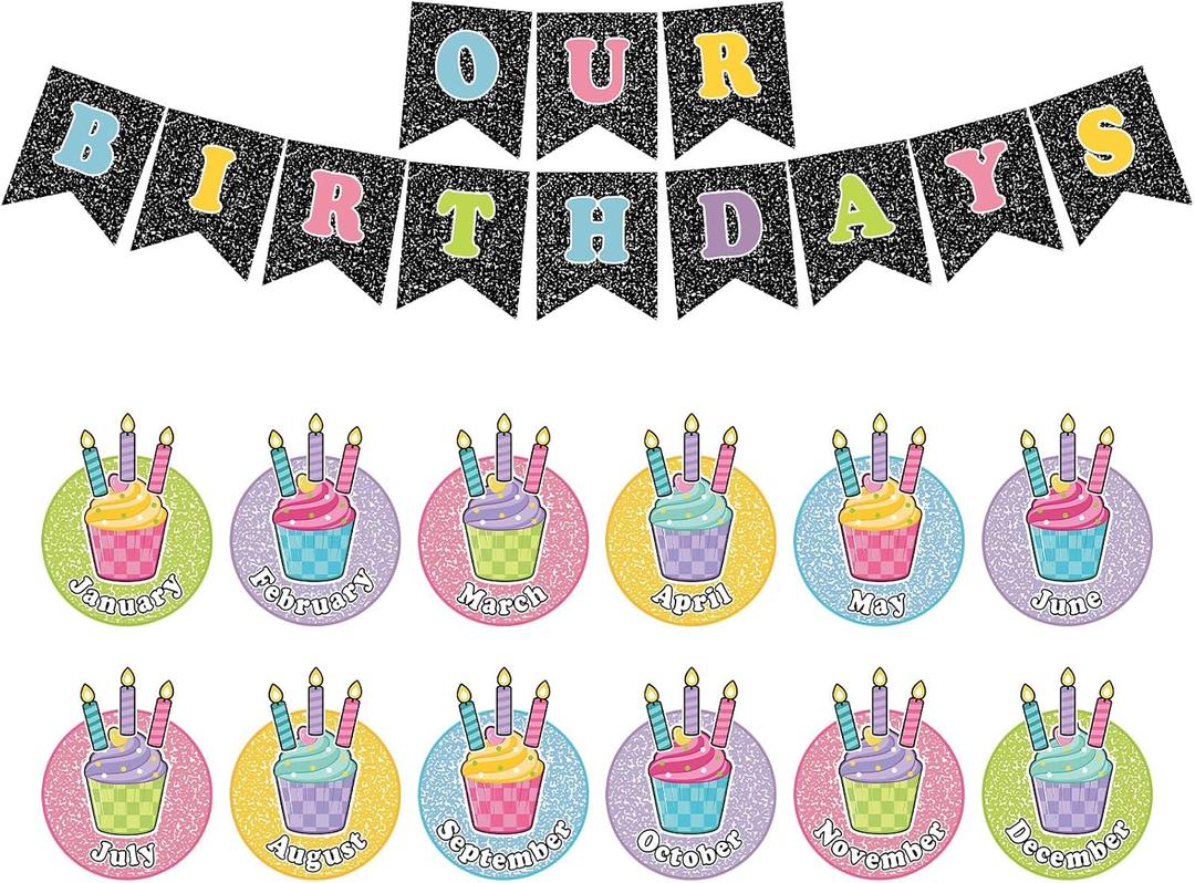 Mooliwe 72 Pcs Birthday Chart Set Composition Notebook Bulletin Board Decor