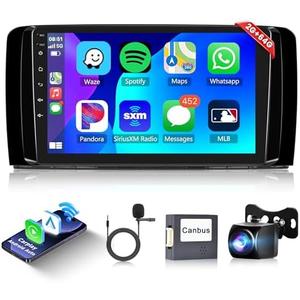 2+64G Android Car Radio Stereo for Mercedes-Benz R-Class W251/R320/R300/R350 2005-2017 with Wireless Carplay Android Auto, 9’’ Touchscreen, GPS, Mirror Link, Bluetooth, WiFi, Backup Camera, FM/RDS EQ