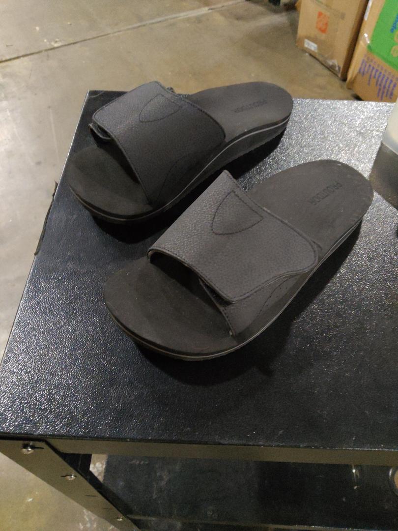 Mens Sandals Adjustable Straps Orthotic Plantar Fasciitis Open Toe Athletic Sport Slides with Soft Comfy Arch Support Footbed Size 7.5-15 (12, All Black)