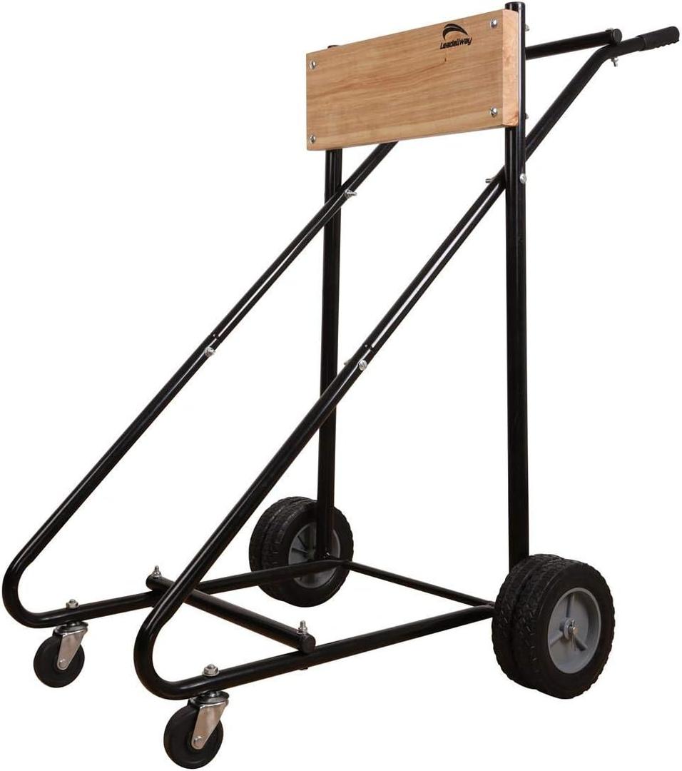 LEADALLWAY Outboard Boat Motor Stand Carrier Cart Dolly Storage Pro Heavy Duty Multi Purposed Engine Stand (WOODEN-30 to 115HP Wheel-1)