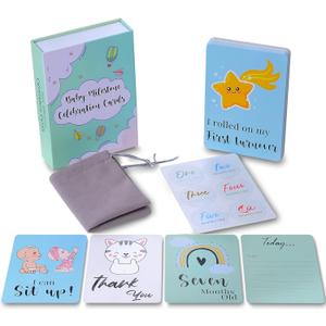 49 Pcs Milestone Moments Baby Memory Cards for Baby Boy or Girl,Record Pregnancy Life and Celebrate Special Milestone Moments for Baby's First Behavior,Baby Shower Gifts Cards