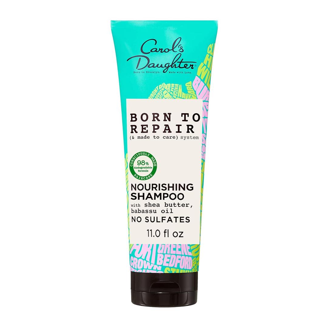 Carol's Daughter Born To Repair Nourishing Shampoo, Sulfate-Free Hair Care for Curly Hair with Shea Butter, 11 Fl Oz