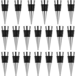 20 Pcs Wine Bottle Stopper Set Kit, Metal Cork Bottle Stoppers, Resin Wine Bottle Stoppers Molds Set Accessories, Wine Stopper for Silicone Molds Epoxy Resin, Silver