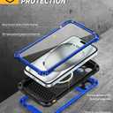 Lanhiem for iPhone 15 Plus Metal Case, [Built-in Camera Kickstand & Glass Screen Protector] Heavy Duty Full Body Military Rugged Shockproof Magnetic Aluminum Alloy Cover for 15 Plus 6.7" (Blue)