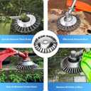 6-Inch Universal Weed Brush Cutter Trimmer Head, Heavy Duty Steel Weed Eater Attachments. Fits Most String Trimmers for Edging, Cleaning Moss, Weeds & Stains from Pavement, Brick, Driveway.