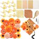 Wavwavw 43 PCS DIY Graduation Cap Decorations Kit, Grad Cap Decorations Included Faux Flowers 3D Butterfly Self Adhesive Rhinestones Stickers Alphabet Letter Stickers for Grad Party Decor(Orange)