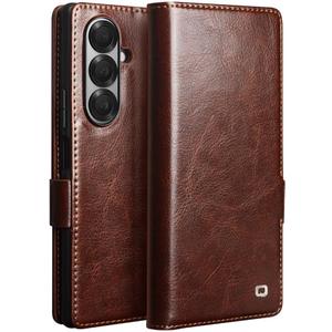 Natural Genuine Leather Case for Samsung Galaxy Z Fold 7 5G Premium Cowhide Luxury Wallet Cover for Samsung Z Fold 7 CaseBrown