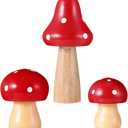 SUPVOX 3pcs Mushrooms Miniature Figurines Mini Wooden Mushrooms Fairy Garden Accessories Flower Pots Micro Landscape Decoration Supplies (Red)