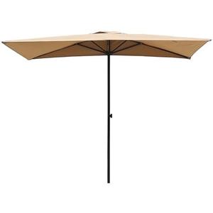 YAVVAY 8ft X 4ft Half Rectangular Outdoor Patio Umbrella With Adjustable Height For Wall, Apartment, Balcony, Deck, Porch(Khaki)