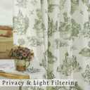 Sage Green Floral Linen Curtains 90 Inches Long for Living Room Bedroom Toile de Jouy Printed Farmhouse Patterned Country Semi Sheer Curtains Back Tab Light Filtering Pattern 90 Inch Window Drapes