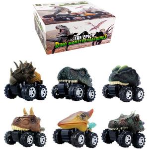 DINOBROS Dinosaur Toy Pull Back Cars 6 Pack Dinosaur Boy Toys Age 3,4,5,6,7 Dino T-Rex Games