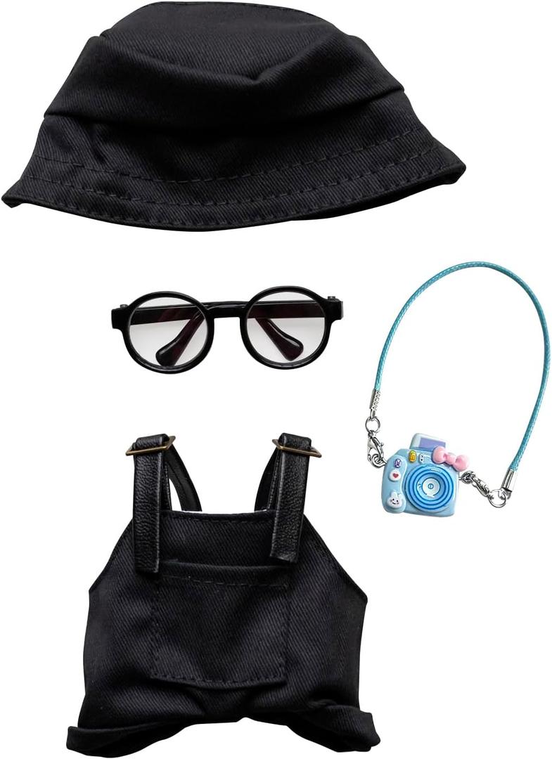Doll Clothes 15cm 17cm Black Outfits Cute Black Hat Exquisite Clothes Camera Accessories Compatible(NO Doll)