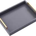 40cm x30cm Serving Trays with Handles, Grey Decorative Serving Tray, Ottoman Trays, Living Room, Bathroom, and Outdoors Decorative Trays (Charcoal)