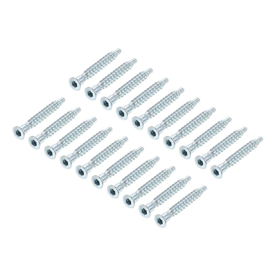 uxcell Furniture Confirmat Screw, 100pcs 5x40mm Hex Socket Wood Screws Zinc Plated Countersunk Self-Tapping Furniture Connecting Screw