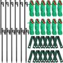 Sintuff 36 Pcs Heavy Duty Tree Stake Kits Stake and Support for Young Leaning Tree Anchor Straightening Kit, 15.8'' Support Straps, 11.8'' Steel Stakes, 13.12ft Rope(Green)