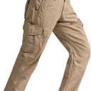 SPOSULEI Mens Tactical Pants Ripstop Cargo Work Pants with 9 Pockets Water Resistant Breathable Hiking Construction Pants (38W x 34L, Dark Khaki)