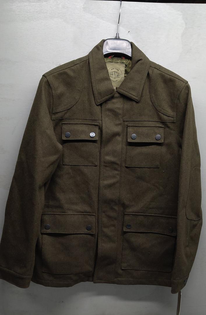 CRYSULLY Men's Casual Canvas Cotton Military Jacket Army Cargo Windbreaker Zip Front Stand Collar Jackets with Multi Pockets, L