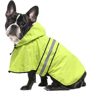 Waterproof Puppy Rain Jacket - Adjustable Reflective Dog Raincoat, Lightweight Dog Hooded Slicker Poncho Raincoats for Small to X- Large Dogs and Puppies (Neon Green, Small)