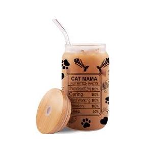 Cat Mom Sipper Glass, 16oz