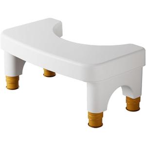 Toilet Stool Squat for Adults, Adjustable Poop Stool for Bathroom-6", 7", 8" and 9",Non-Slip Potty Step Stool for Adults,White