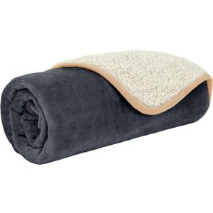 PetAmi Waterproof Dog Blanket for Small Medium Dogs, Pee Proof Pet Blanket for Couch Bed, Reversible, Soft Fleece, Washable, 24"x40" Gray/Beige