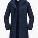 33,000ft Women's Waterproof Long Rain Coats with Mesh-Lind Breathable Rain Jacket with Hood Trench Coats Windbreaker, Size: L