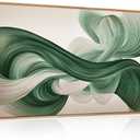 KAIRNE Green Abstract Neutral Wall Art Set, Minimalist Green Lines Wall Decor, Modern Flowing Texture Painting for Living Room, Bedroom, Office, Framed Easy to Hang 20x40 Inches (40L" x 20W")